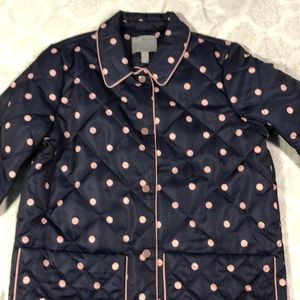 ASOS Navy Quilted Jacket With Pink Polka Dots